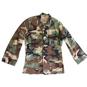 Military Army Fatigue Green Camouflage Button Front Jacket Size Small Regular
